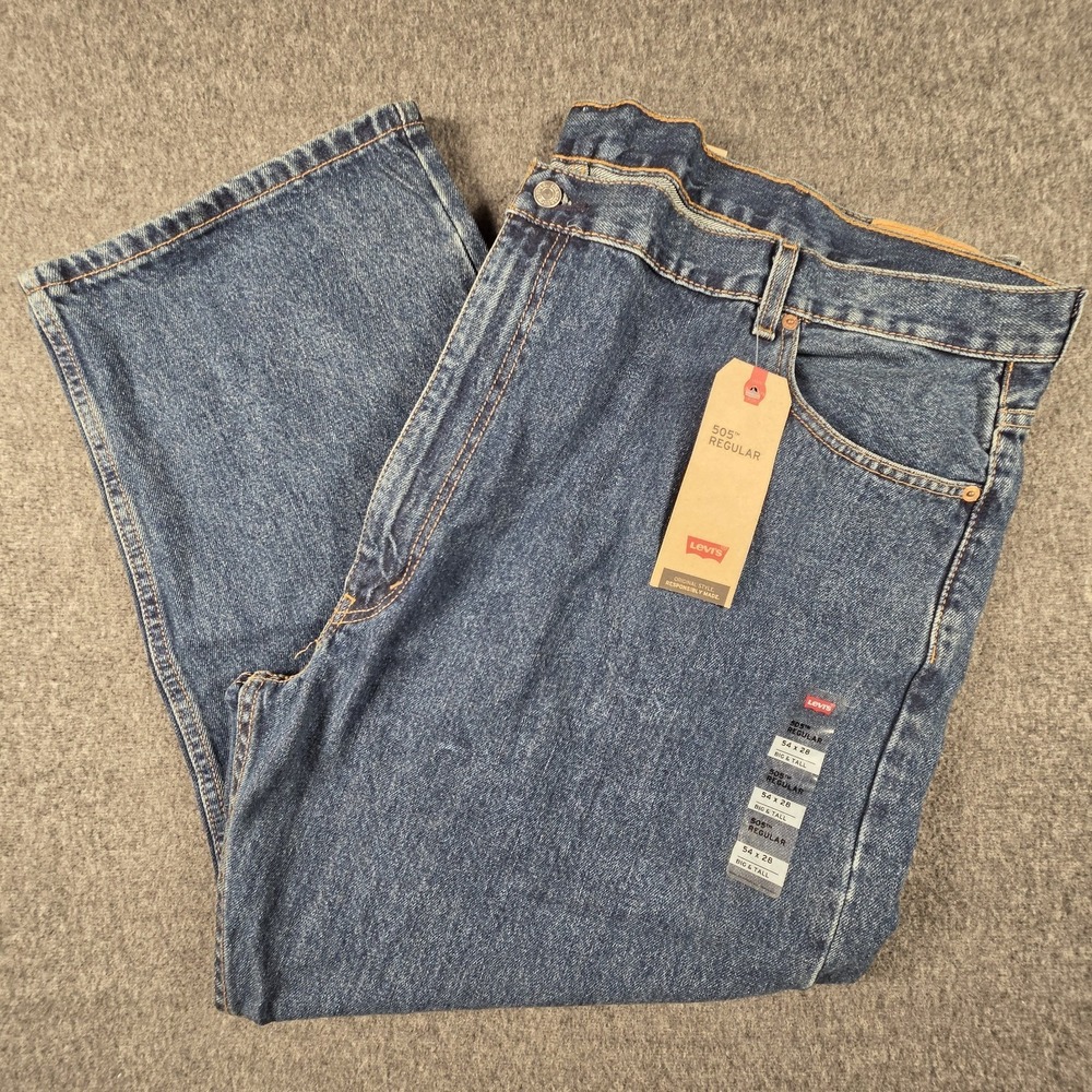 Levi’s 505 Jeans Mens 54x28 Big And Tall Blue Denim Straight Leg Relaxed NWT